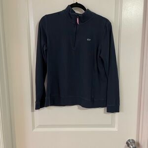 Vineyard Vines Dark Blue Mock Neck LS Polo Top - Size M